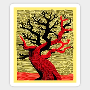Haunted Forest Spooky Tree Woodcut Sticker